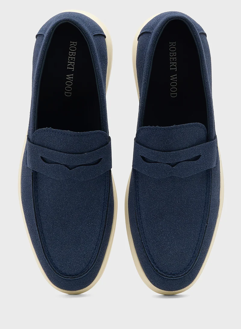 Robert Wood Smart Casual Suede Slip Ons