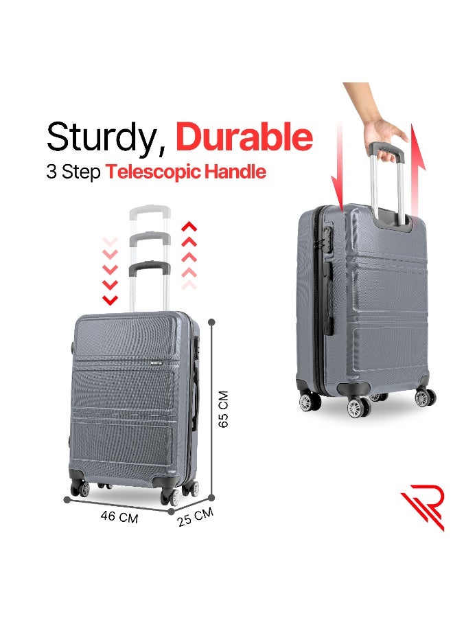 Reflection ABS Carry On Suitcase Airline Approved, Lightweight 24 Inch  Luggage- 360° Silent Wheels, ABS Hard Luggage Trolley, Spinner Wheels, Travel Luggage  (24-Inch , D.Grey) - Image 5