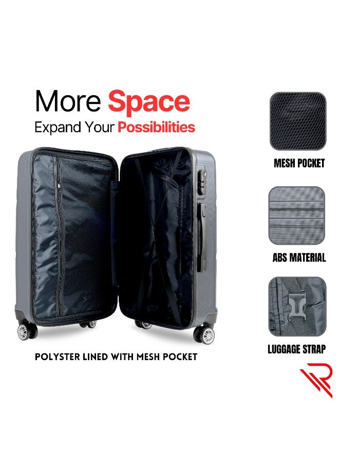 Reflection ABS Carry On Suitcase Airline Approved, Lightweight 24 Inch  Luggage- 360° Silent Wheels, ABS Hard Luggage Trolley, Spinner Wheels, Travel Luggage  (24-Inch , D.Grey) - Image 3