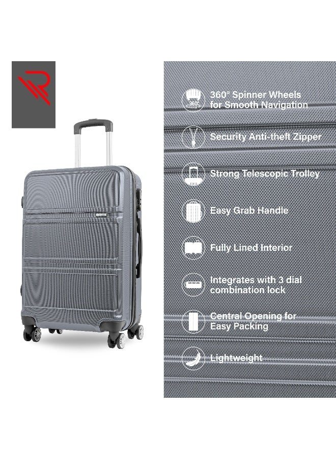 Reflection ABS Carry On Suitcase Airline Approved, Lightweight 24 Inch  Luggage- 360° Silent Wheels, ABS Hard Luggage Trolley, Spinner Wheels, Travel Luggage  (24-Inch , D.Grey) - Image 4