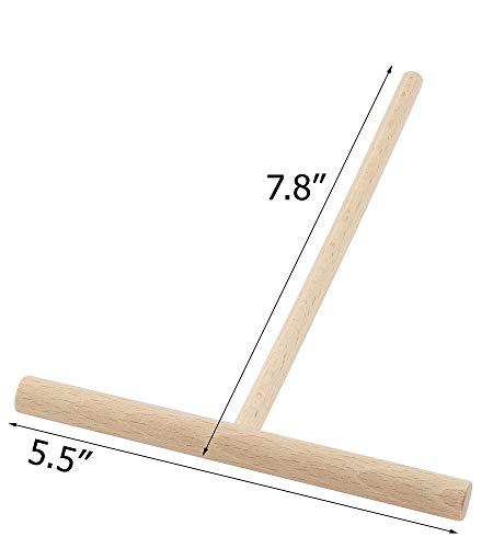 BICB Beechwood Crepe & Pancake Batter Spreader - Wooden T-Shape Scraper Stick for Griddle - Kitchen Tools & Essentials for Flat Tortilla Shells, Roti, Galettes - Round Food Pastry Tool - 5.5 Inches - Image 2