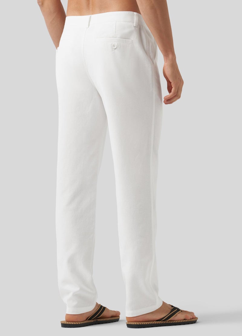 Willit Men's Linen Pants Casual Linen Dress Pants Drawstring Beach Summer Lightweight Trousers White 34W x 30L - Image 4