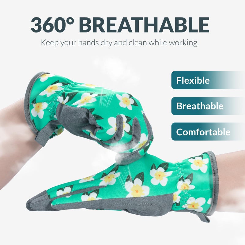 Baidast Gardening Gloves for Women, Breathable Leather Garden Gloves with Grip, Thorn Proof Working Gloves for Digging, Planting, Pruning - Image 3