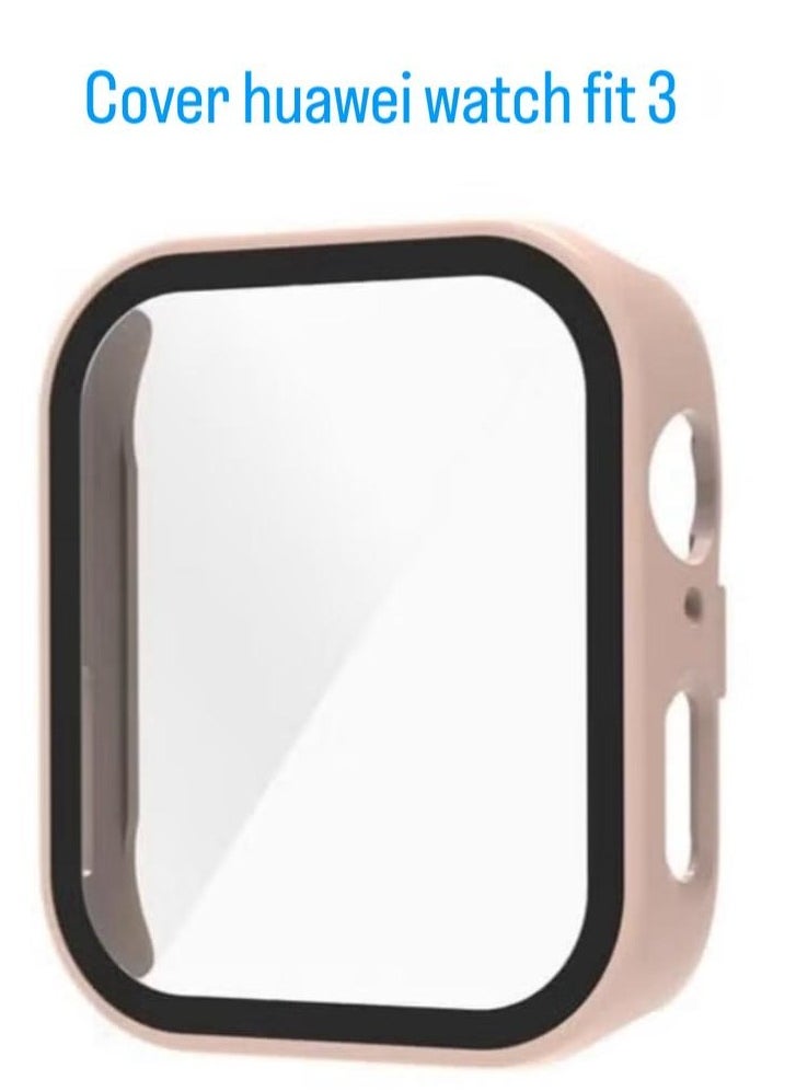 Slim Watch Case Compatible with Huawei Watch Fit 3 Soft Shockproof Full Coverage Built-in Screen Protector TPU pink