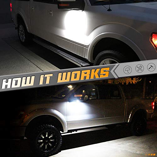 HERCOO LED Puddle Lights Left and Right Side Mirror White Lamps Smoked Lens Compatible with 2010-2018 Dodge Ram 1500 2500 3500, Pack of 2 - Image 4