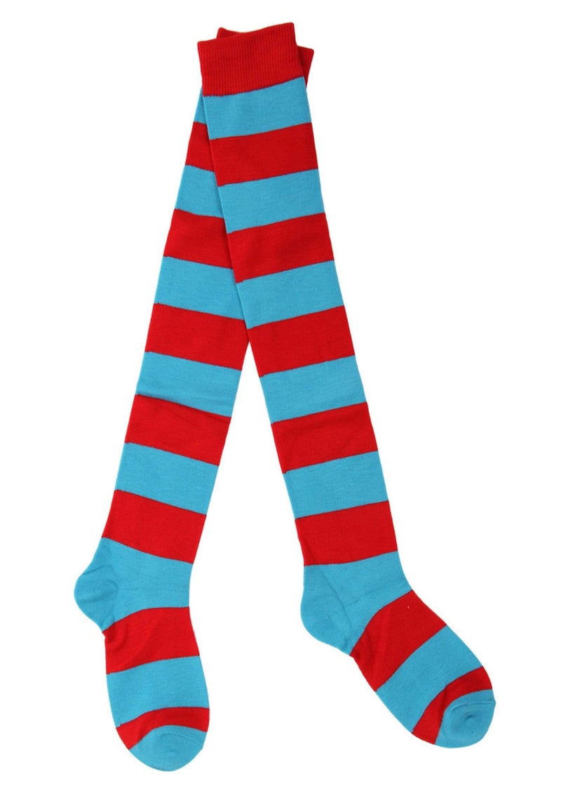 elope Thing 1 & Thing 2 Striped Knee High Socks - Acrylic Blend with Red and Blue Stripes - Image 4