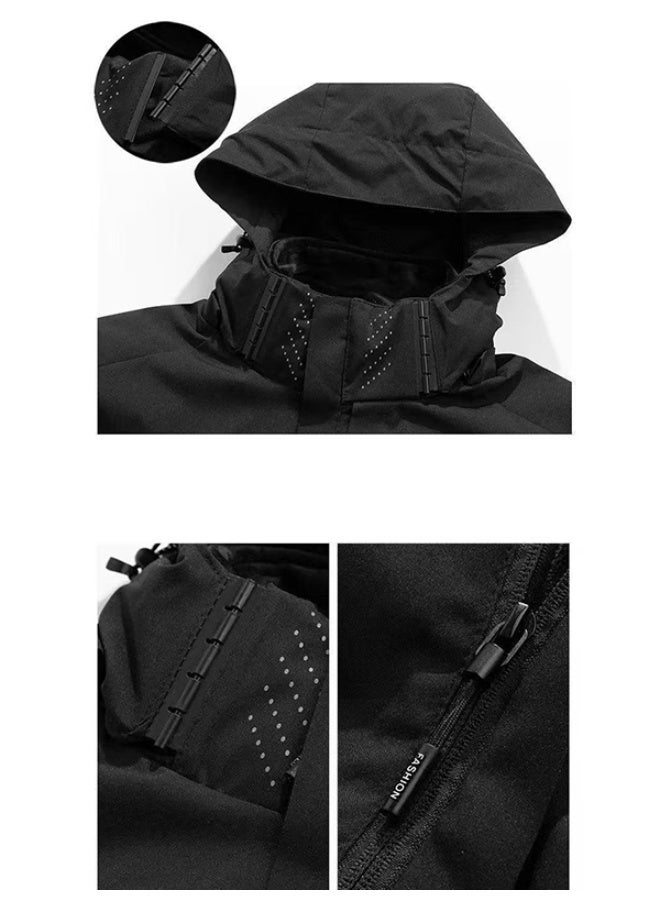 Alo Black Oversized Hooded Jacket - Water-Resistant Fabric, Adjustable Drawstring Hood, Minimalist Brand Logo, Versatile Windbreaker for Outdoor & Daily Casual Styling - Image 2