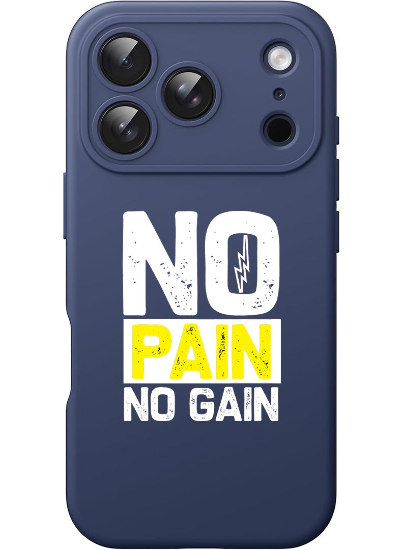 Theodor Protective Slim Fit Case Liquid Silicone Cover with Full Body Protection Anti-Scratch Shockproof Case For Apple iPhone 17 Pro (Blue) No pain No gain - White - Image 1