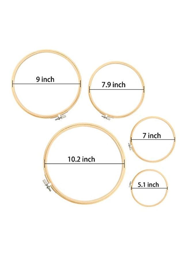 5-Piece Embroidery Hoop Ring Set Beige 10.2inch - Image 2