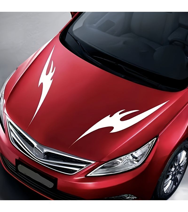 Black Car Sticker Machine Cover Flame Design for Engine Hood Personal Modifications - Image 1