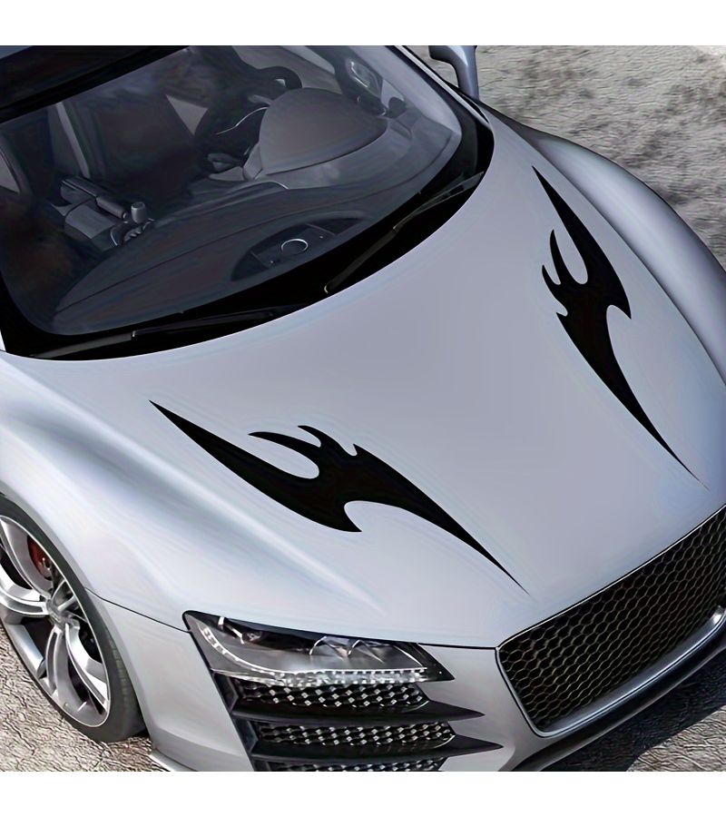 Black Car Sticker Machine Cover Flame Design for Engine Hood Personal Modifications - Image 4