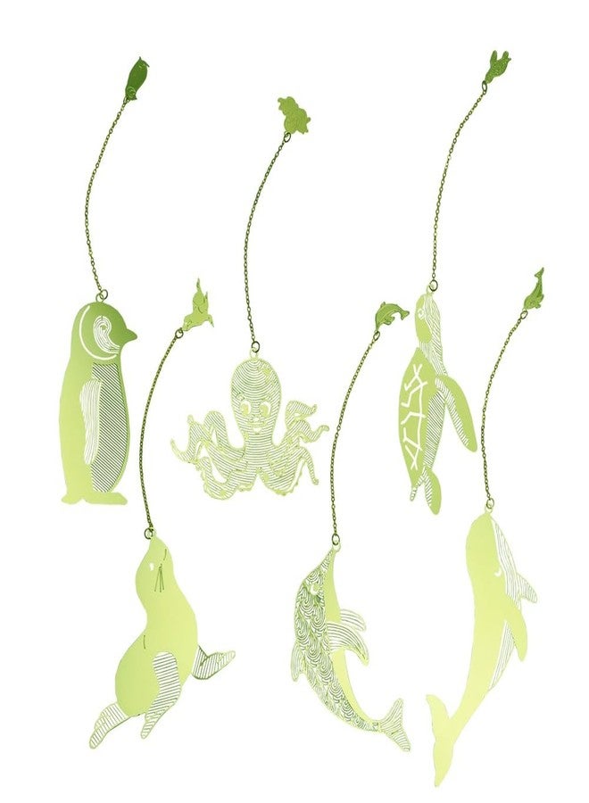 Fermus 6 Pack Metal Animal Bookmarks with Chain, Golden Hollow Bookmark for Book Lovers, Writers, Readers, Children, Teens, Men, Women, Adults - Image 1