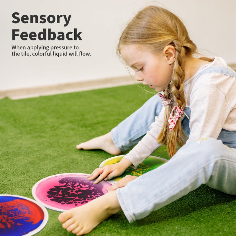 Art3d 9PCS Round Sensory Floor Tiles for Kids, Toddlers and Children, Colorful Liquid Sensory Activity Mat for Active Play and Decorative - Image 4