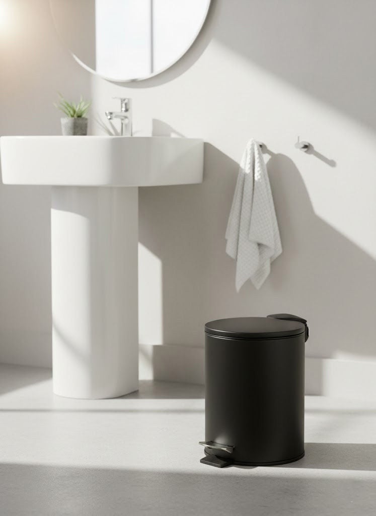 Trust Stainless Steel Trash Bin 7L Black Anti-Fingerprint & Soft Close Lid - Image 2