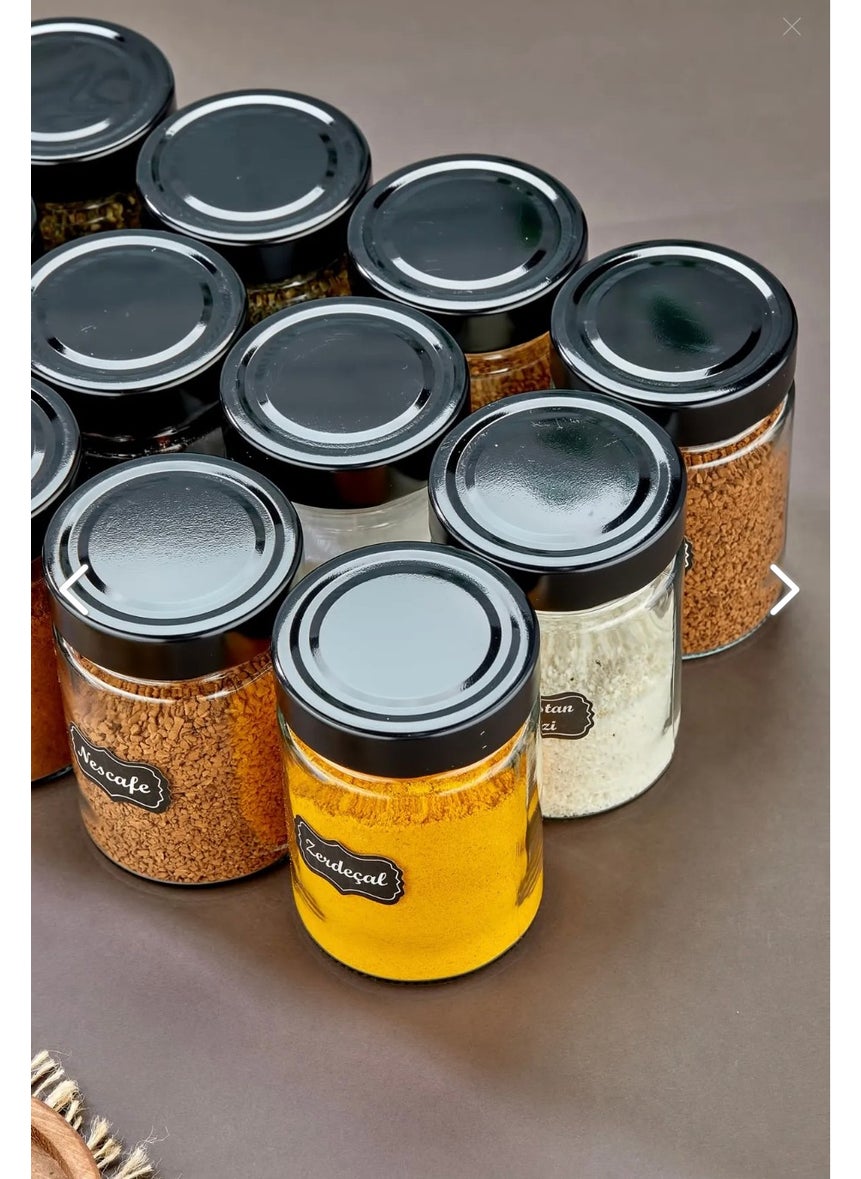 Fbz Home 12 Piece Labeled 255 Ml Glass Spice Jar Set with Metal Lid Luxury Storage Container Jar  - Image 2