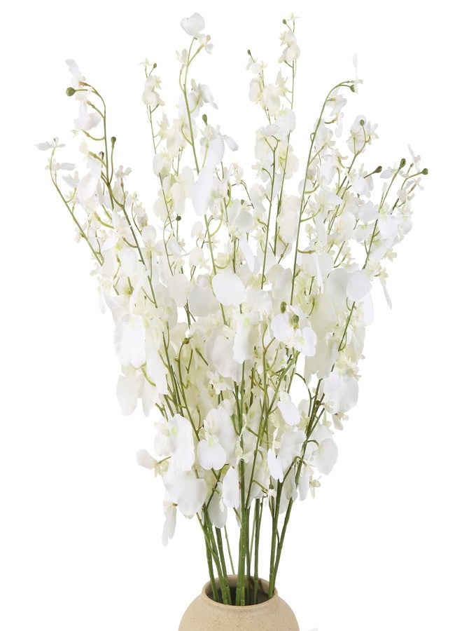 IPOPU Artificial Orchids Silk Flowers,10 PCS (Each 37'') White Orchids Artificial Flowers Fake Orchid Long Stem Artificial Flowers Fake Silk Flowers for Indoor Outdoor Wedding Home Office Decoration(White) - Image 1