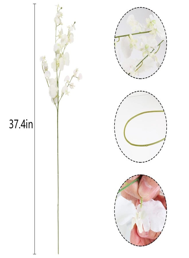 IPOPU Artificial Orchids Silk Flowers,10 PCS (Each 37'') White Orchids Artificial Flowers Fake Orchid Long Stem Artificial Flowers Fake Silk Flowers for Indoor Outdoor Wedding Home Office Decoration(White) - Image 5
