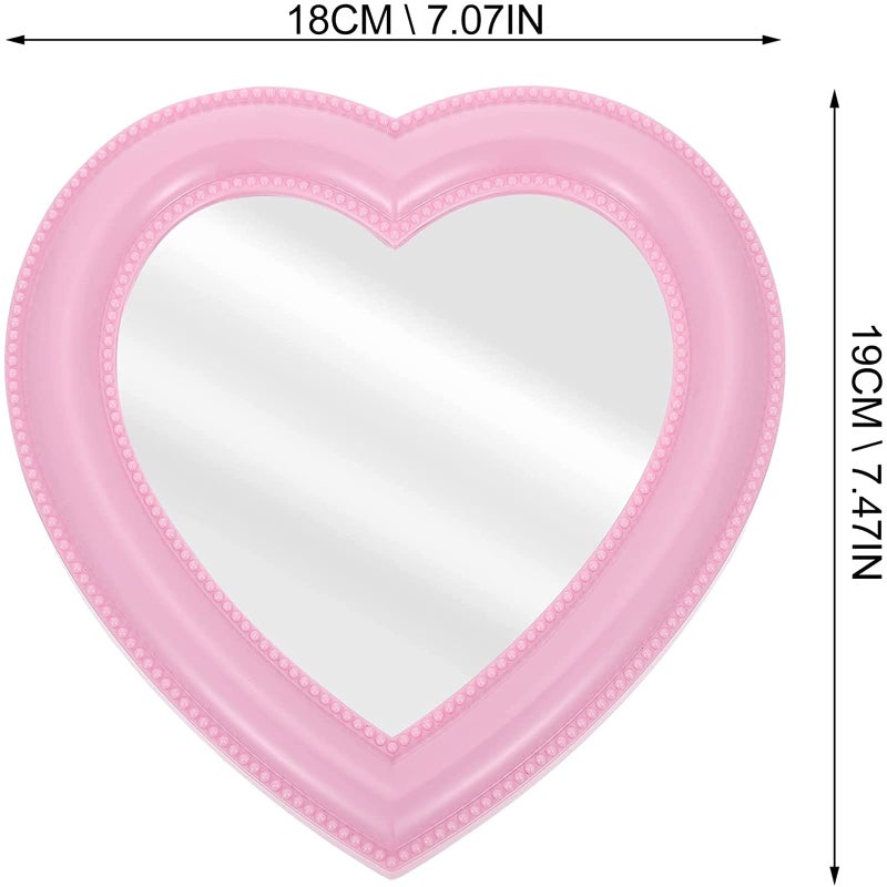 BinaryABC Heart Makeup Mirror - Cosmetic Mirror for Wall or Desktop - Small Mirror for Bedroom - Light Pink - Image 3