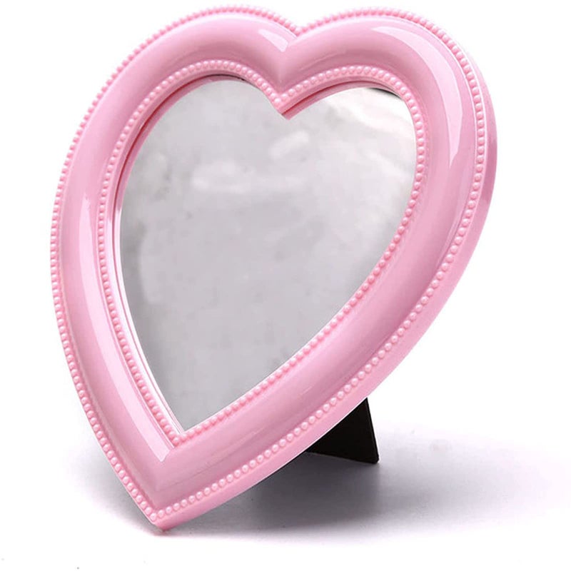 BinaryABC Heart Makeup Mirror - Cosmetic Mirror for Wall or Desktop - Small Mirror for Bedroom - Light Pink - Image 1