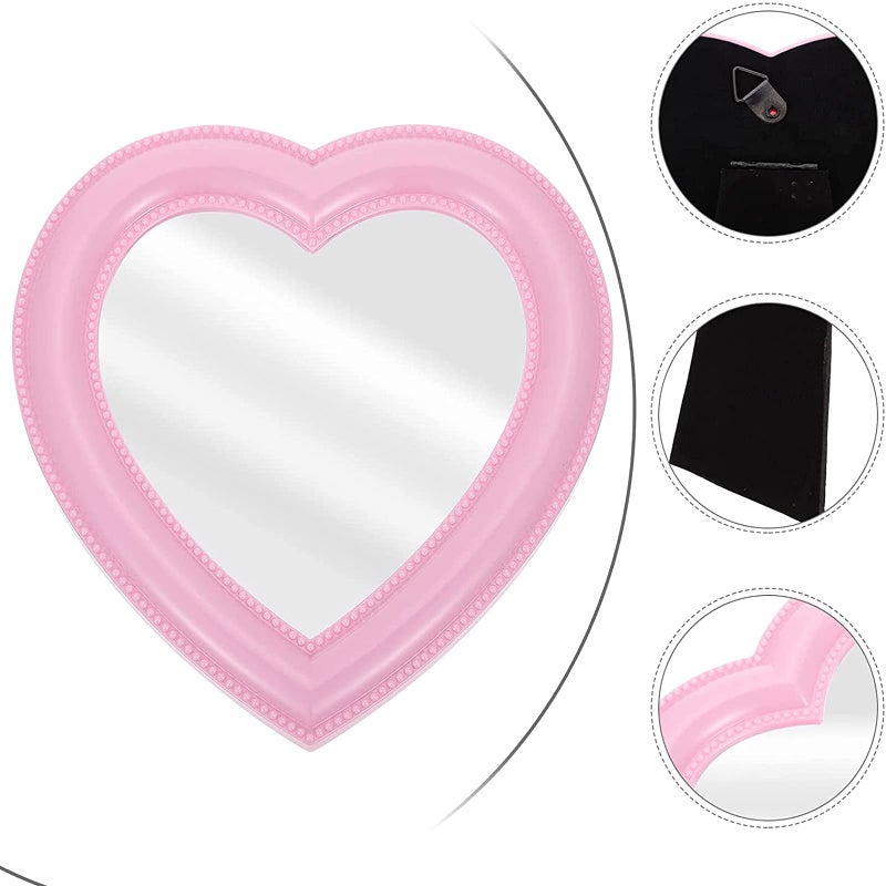 BinaryABC Heart Makeup Mirror - Cosmetic Mirror for Wall or Desktop - Small Mirror for Bedroom - Light Pink - Image 4