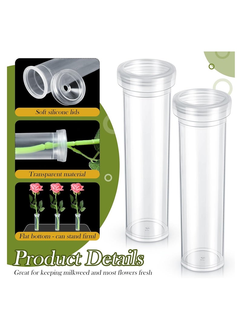 Zikra 50 Pcs 60ml Clear Plastic Floral Water Tubes for Flower Arrangements, Ideal for Milkweed Cuttings and Butterfly Habitats, Durable and Convenient Flower Watering Solution. - Image 4