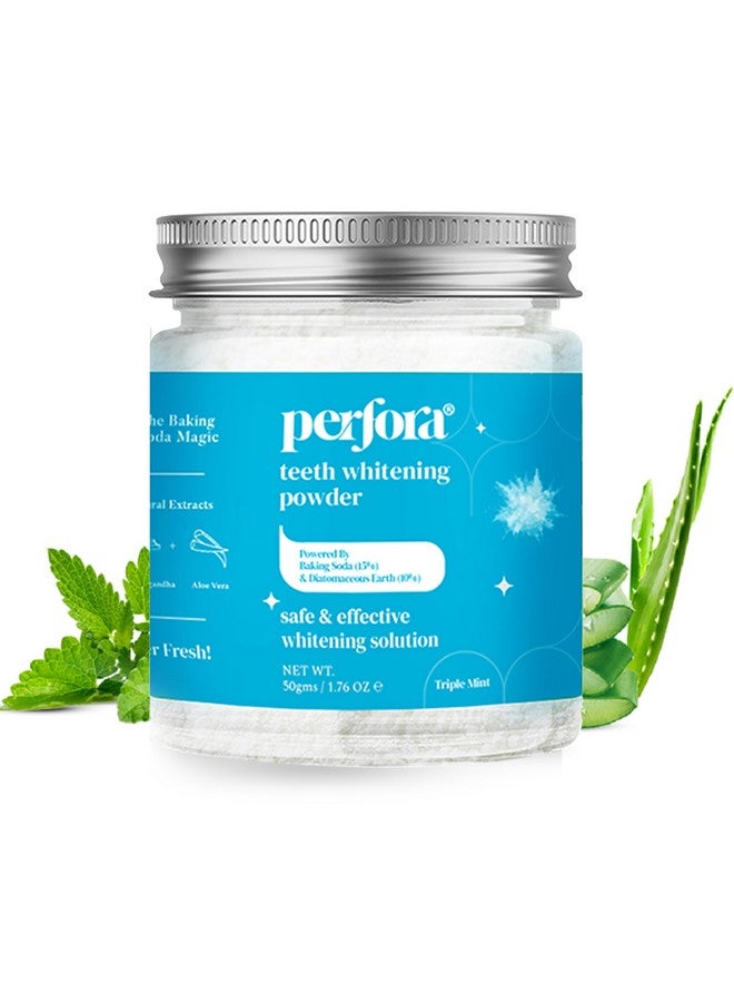 Perfora Teeth Whitening Powder - 50G | Enamel Safe Oral Care For Effective Teeth Whitener Solution | Stain Removal & Triple Mint Formula For Long Lasting Freshness | Formulated With Baking Soda - Image 1