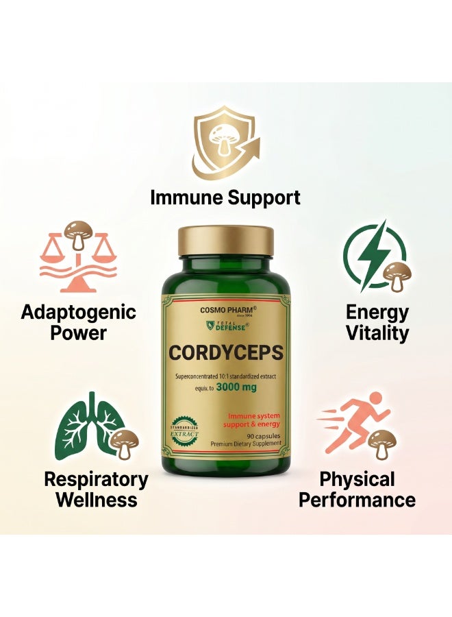 Cosmo Pharm Cordyceps 3000mg | Supports Immunity, Energy & Everyday Vitality | 90 Capsules - Image 3