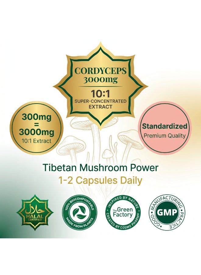 Cosmo Pharm Cordyceps 3000mg | Supports Immunity, Energy & Everyday Vitality | 90 Capsules - Image 5