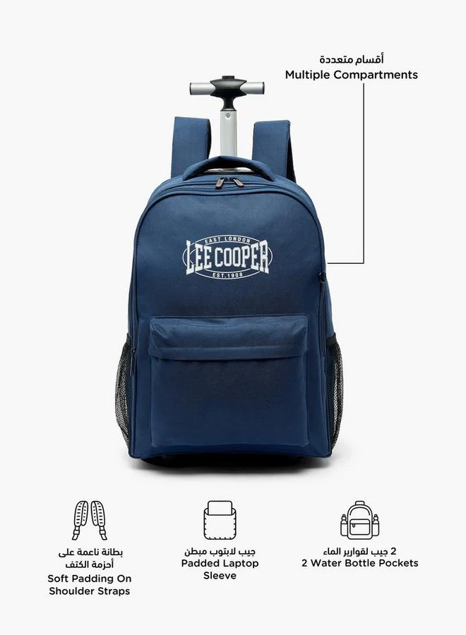 Lee Cooper Printed 3-Piece School Trolley Bag Set For Kids 13 Years+ With Lunch Bag And Pencil Pouch - 17x30x30 CM