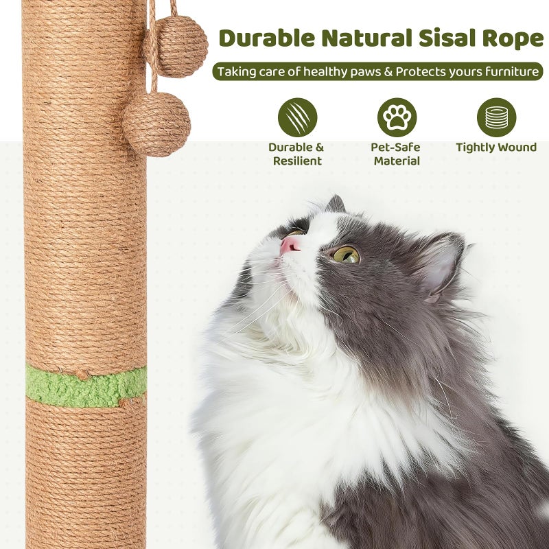 Famifit Cat Scratching Post, Famifit 39" Nature Sisal Cat Scratch Post for Indoor Cats, Large Cat Scratcher with Cat Toy Mouse Hole & Interactive Wooden Ball for Kittens Adults Cats - Image 4