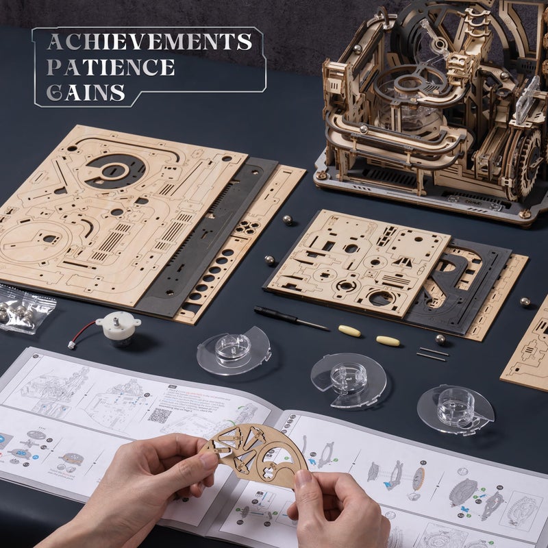 ROKR 3D Puzzles for Adults, Electric Model Kits Marble Spaceport LGC01, 472pcs Marble Run Brain Teaser Wooden Puzzles Building Toy, Desk Decor Creative Birthday Gifts for Men/Women 14+ - Image 5
