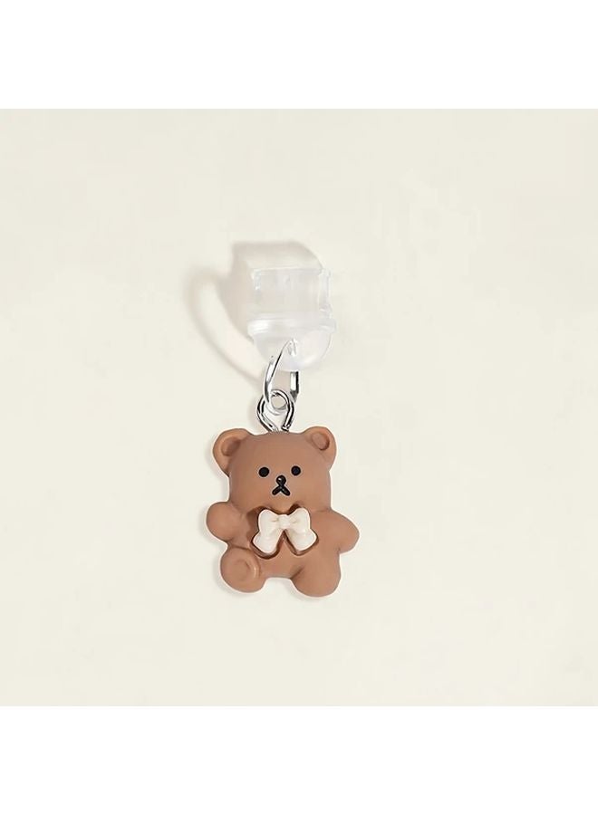 Type C Dust Plug Universal Charging Port Cover DIY Brown Bear Pendant - Image 1