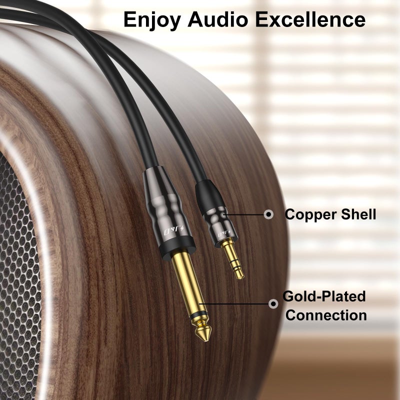 J&D 3.5mm to 6.35mm Stereo Audio Cable 6.5 Feet, 1/8 to 1/4 Cable, 3.5mm TRS Male to 1/4 Male Mono Interconnect Stereo Aux Jack Adapter Cable for Guitar, Bass, Home Theater Devices, Speaker - Image 2
