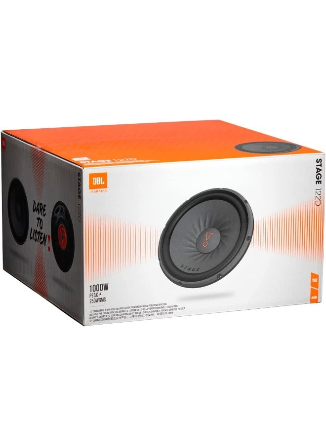JBL Jbl Stage 122D - Subwoofer Car - 1000 Watt Harman Kardon Car Hifi Sound System Bass Box With Dual 4-Ohm Coil - 30 Cm | 12 Inch Bass Box, Black  - Image 1