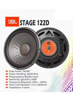 JBL Jbl Stage 122D - Subwoofer Car - 1000 Watt Harman Kardon Car Hifi Sound System Bass Box With Dual 4-Ohm Coil - 30 Cm | 12 Inch Bass Box, Black  - Image 2