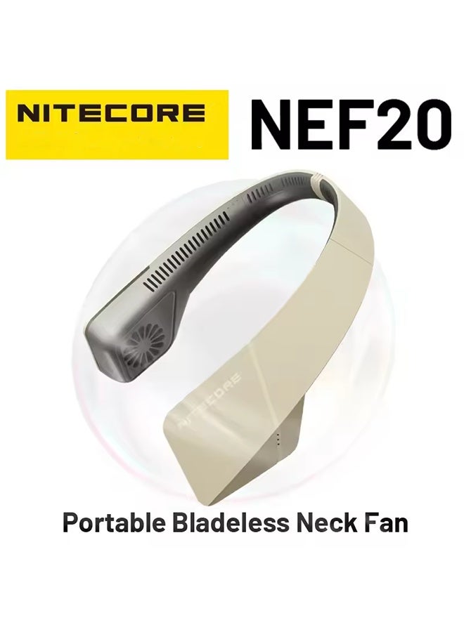 نايت كور مروحة رقبة محمولة NITECORE NEF20 بدون شفرات، مروحة رقبة صامتة، مناسبة للتخييم والصيد والرياضة، قابلة لإعادة الشحن عبر منفذ USB-C، مبرد هواء يُعلق حول الرقبة - Image 1