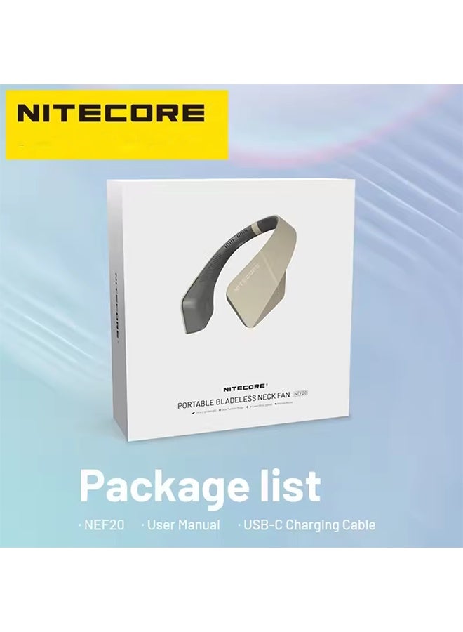 نايت كور مروحة رقبة محمولة NITECORE NEF20 بدون شفرات، مروحة رقبة صامتة، مناسبة للتخييم والصيد والرياضة، قابلة لإعادة الشحن عبر منفذ USB-C، مبرد هواء يُعلق حول الرقبة - Image 5