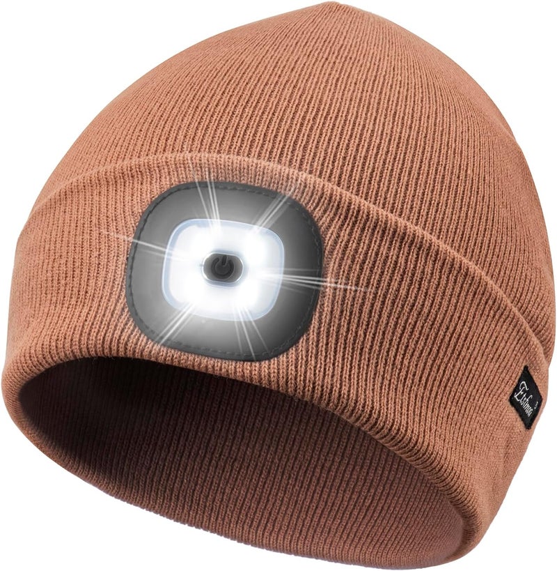 Etsfmoa Store Unisex Beanie with The Light Gifts for Men Dad Father USB Rechargeable Caps - Image 1