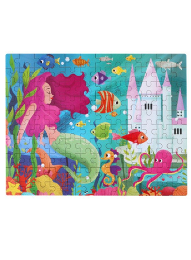 Wooden Jigsaw 120 Pieces Cartoon Animals Fairy Tales Puzzles Children Wood Early Learning Set Montessori Education Toy Kids Gift, Mermaid - Image 2