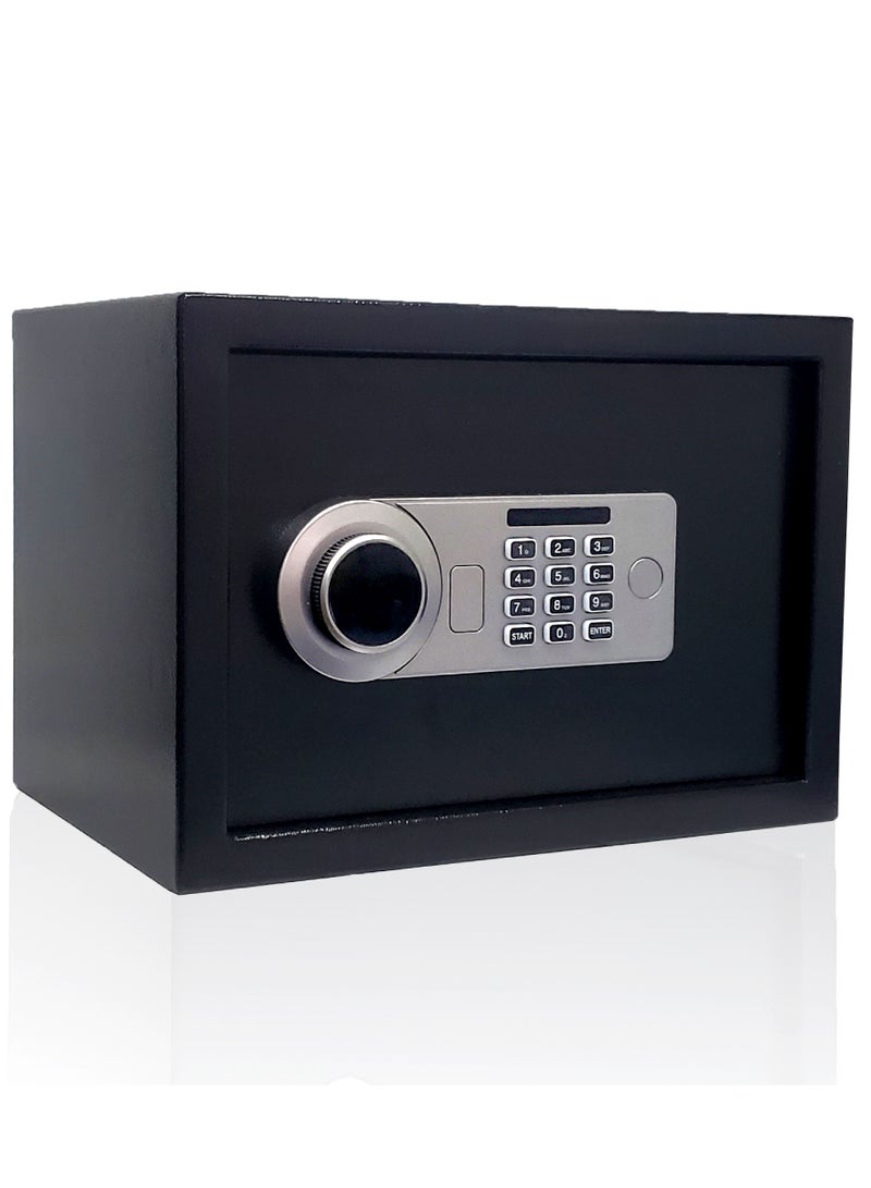 MAMATOONS A4 Documents Size Safe Box With Digital Keypad, Key Lock and Removable Shelf, Steel Money Box, Security Locker for Cash Jewelry Passports Documents Office Home Size 35x25x25cm (Black) - Image 1