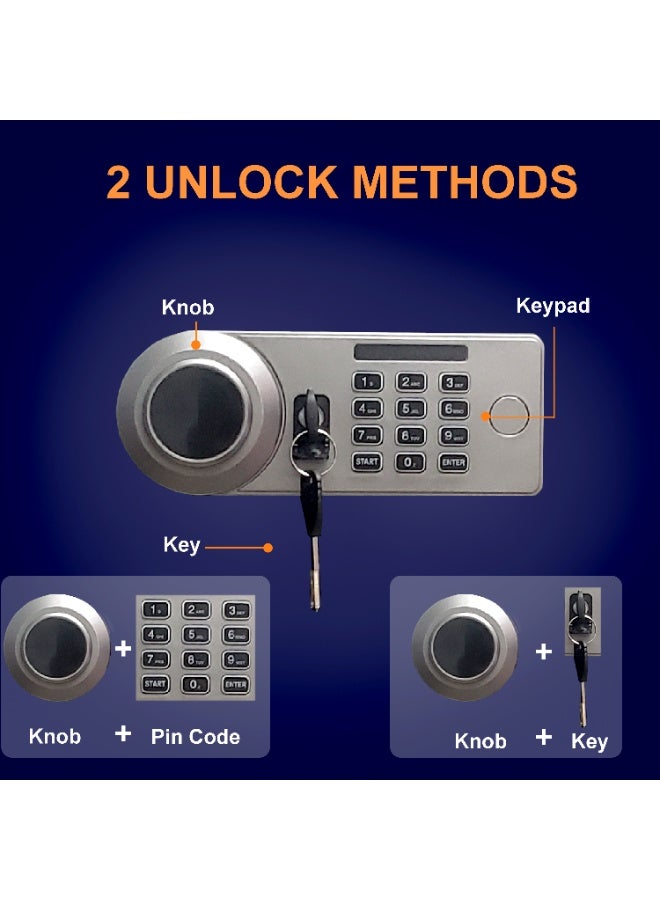 MAMATOONS A4 Documents Size Safe Box With Digital Keypad, Key Lock and Removable Shelf, Steel Money Box, Security Locker for Cash Jewelry Passports Documents Office Home Size 35x25x25cm (Black) - Image 5