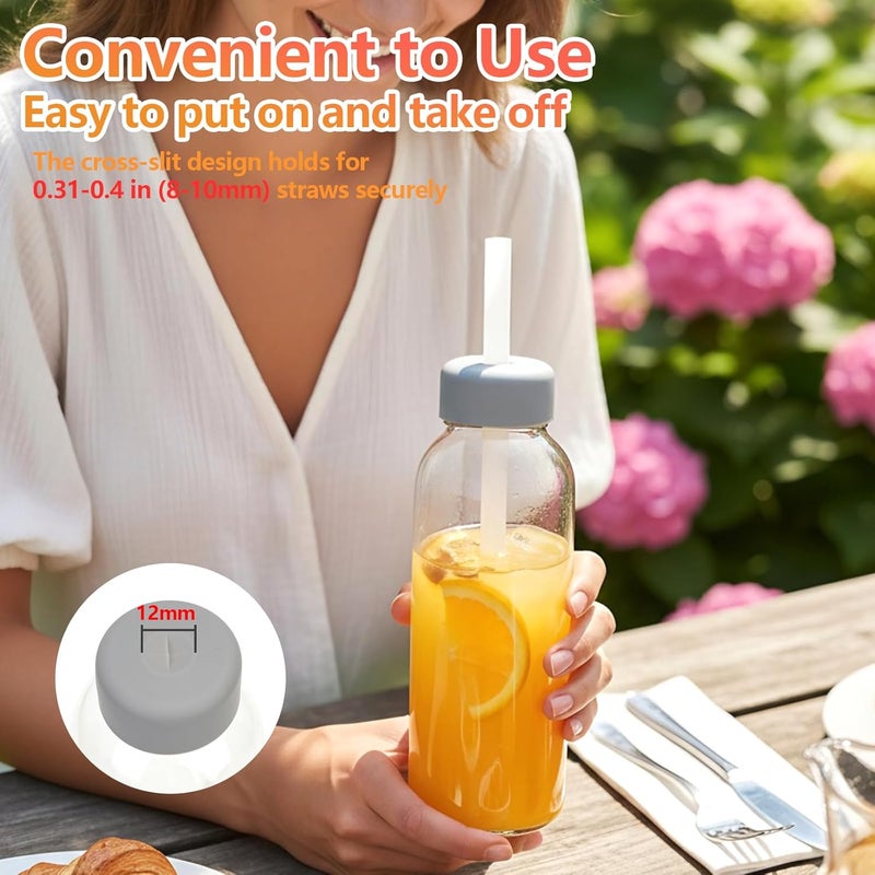 Zukro Water Bottles Replacement Rubber Lids with Straw Hole, Silicone Cap for Luxfuel/Epica/Sursip 10oz/18oz/24oz Glass Bottles With Mouth Opening 1.49 Inch, Press-in Fit, BPA Free, 3 Pack - Image 5
