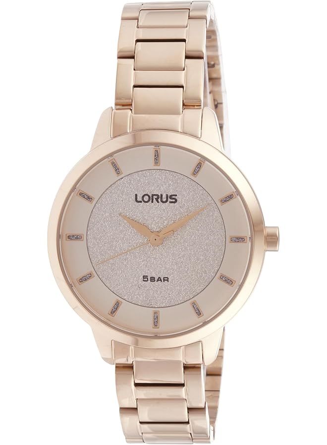 لوراس ساعة كوارتز تناظرية من الفولاذ المقاوم للصدأ بمينا بلون الشمبانيا الفاتح للنساء RG290SX9 - Image 1
