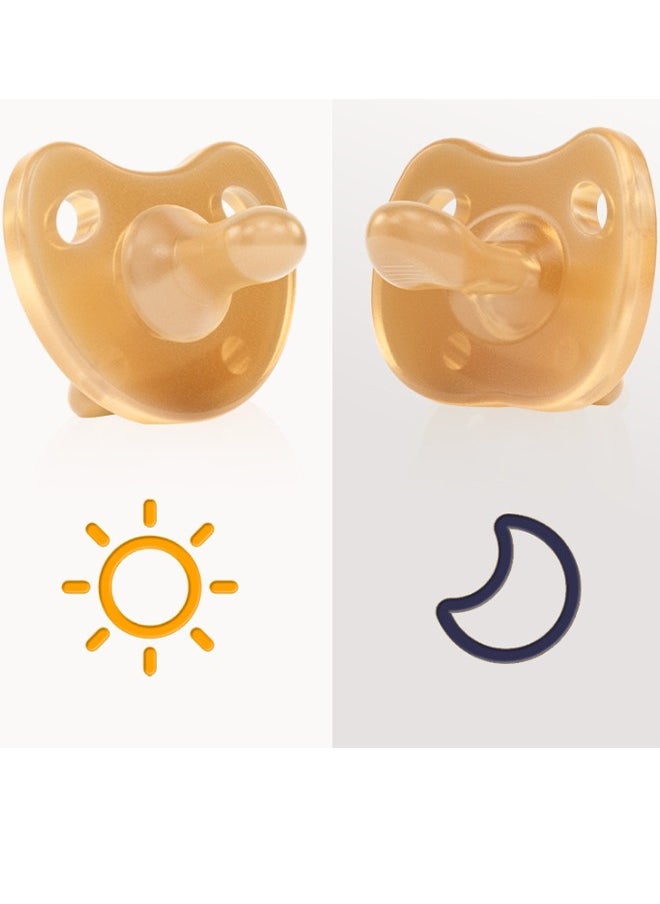LCAREMOM - 2 PCS Soft Baby Pacifier with Case, Silicone Ergonomic Baby Pacifier for Newborns and Toddlers,Flat and Smooth, Daily to Use (Light Brown) - Image 1
