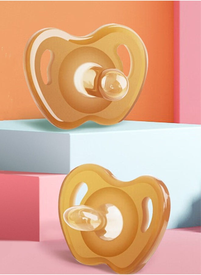LCAREMOM - 2 PCS Soft Baby Pacifier with Case, Silicone Ergonomic Baby Pacifier for Newborns and Toddlers,Flat and Smooth, Daily to Use (Light Brown) - Image 1