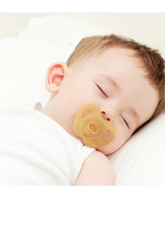 LCAREMOM - 2 PCS Soft Baby Pacifier with Case, Silicone Ergonomic Baby Pacifier for Newborns and Toddlers,Flat and Smooth, Daily to Use (Light Brown) - Image 1