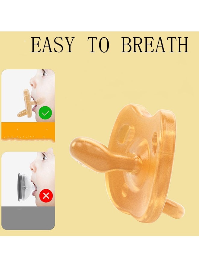 LCAREMOM - 2 PCS Soft Baby Pacifier with Case, Silicone Ergonomic Baby Pacifier for Newborns and Toddlers,Flat and Smooth, Daily to Use (Light Brown) - Image 1