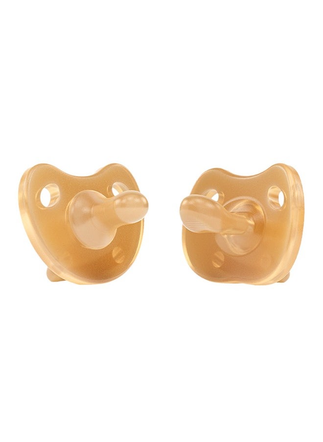 LCAREMOM - 2 PCS Soft Baby Pacifier with Case, Silicone Ergonomic Baby Pacifier for Newborns and Toddlers,Flat and Smooth, Daily to Use (Light Brown) - Image 1