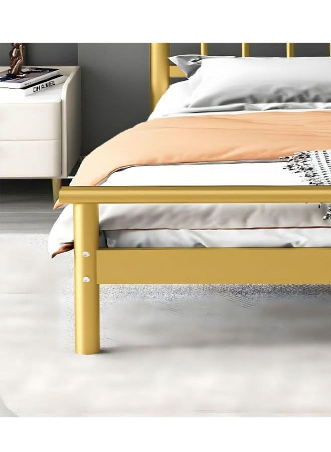 keke Modern thick carbon steel ribbed frame bed with hollow rectangular headboard for bedroom - Image 4