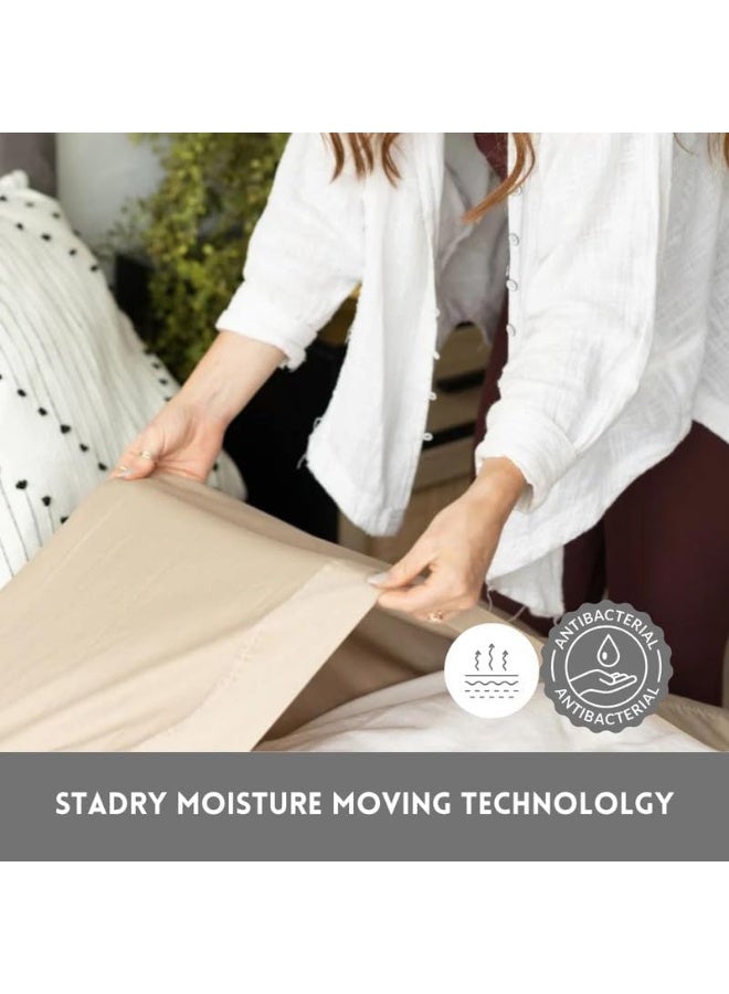 DreamFit DreamComfort Microfiber StaDry Technology Cooling Bed Sheets with Elastic Corner Straps for Adjustable Bed Extra Deep Pocket up to 20 inch Crafted in USA Split Head King Sheet Set Sage - Image 4
